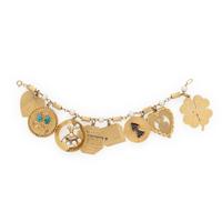 Yellow Gold and Multigem Charm Bracelet