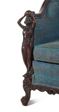 A Pair of Carved Walnut Armchairs in the Style of Karpen Bros.