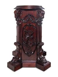 A Pair of George III Style Carved Mahogany Pedestals