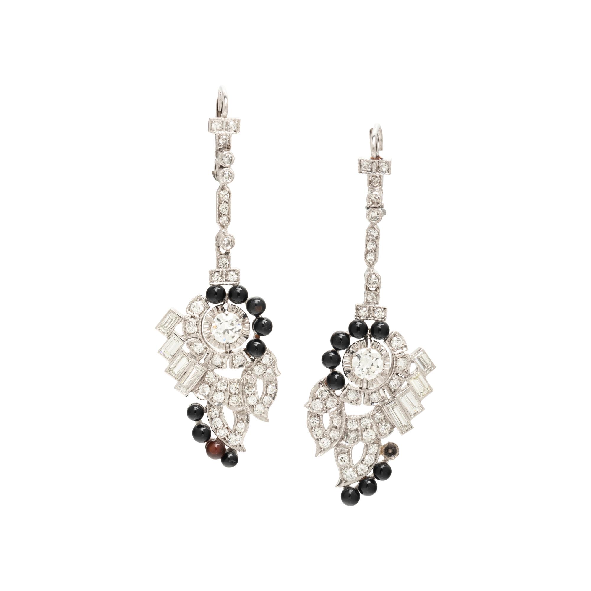 DIAMOND AND ONYX EARRINGS