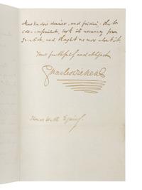 DICKENS, Charles (1812-1870). Autograph letter signed (“Charles Dickens”), to Thomas Watts, Devonshire Terrace, 3 December 1849.