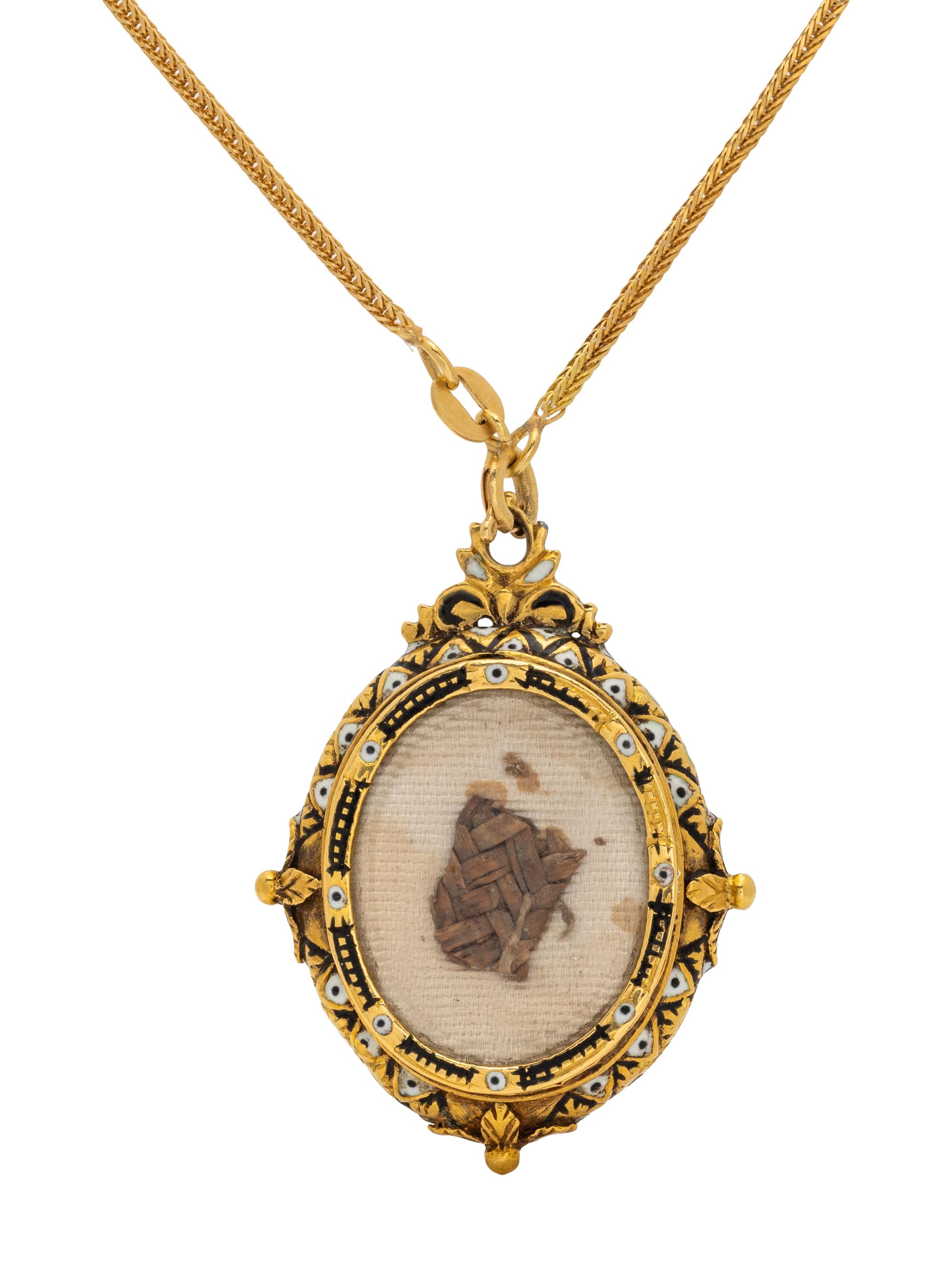 ANTIQUE, YELLOW GOLD AND ENAMEL RELIQUARY PENDANT