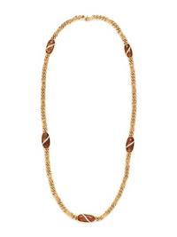 YELLOW GOLD, CITRINE AND DIAMOND LONGCHAIN NECKLACE