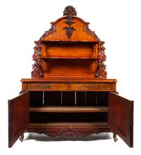 A Continental Carved Walnut Server Height 92 1/2 x width 60 x depth 22 1/4 inches. — 19TH CENTURY
