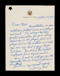 A Gerald Ford Signed Letter to Mike Ditka