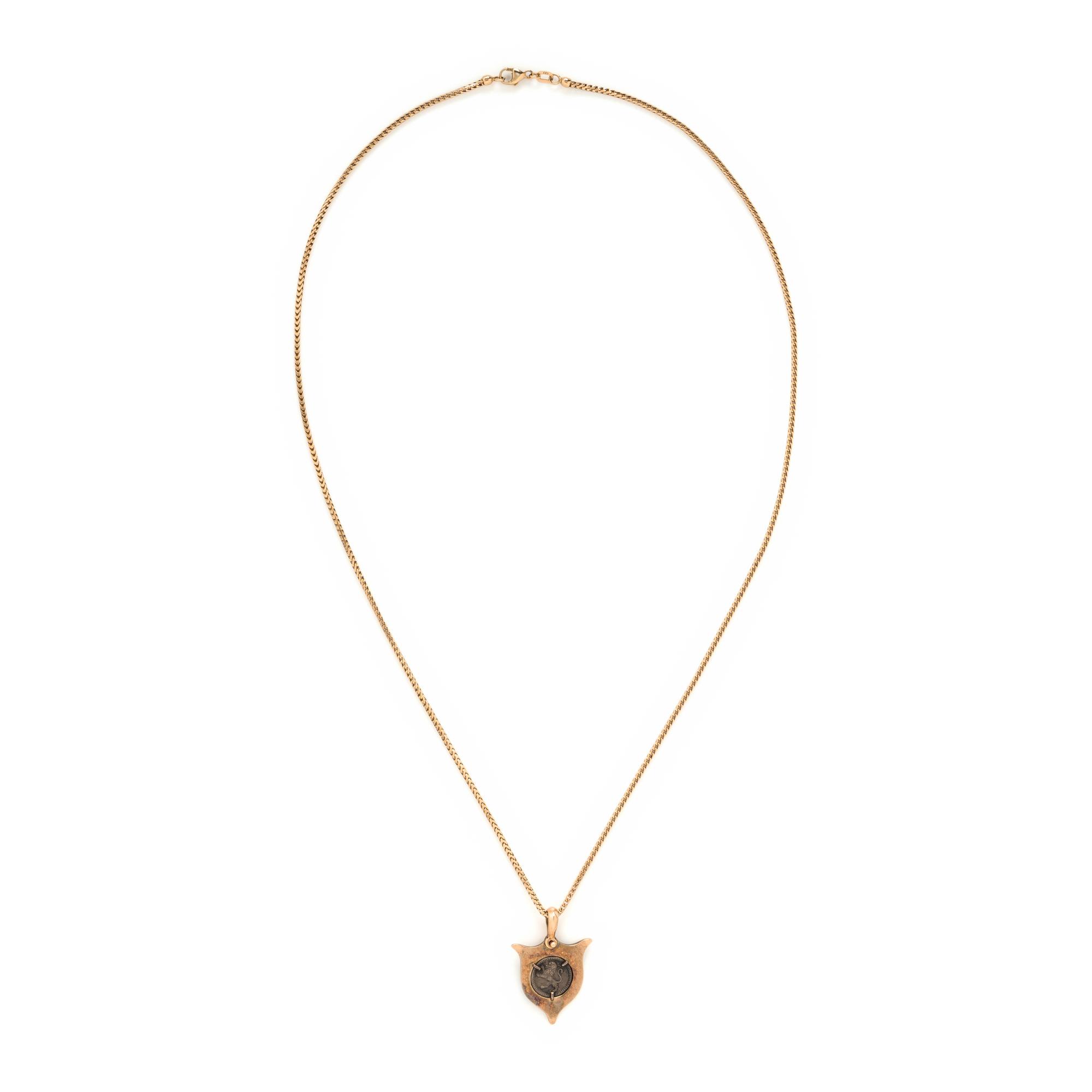 Silver Coin and Yellow Gold Necklace and Earring
