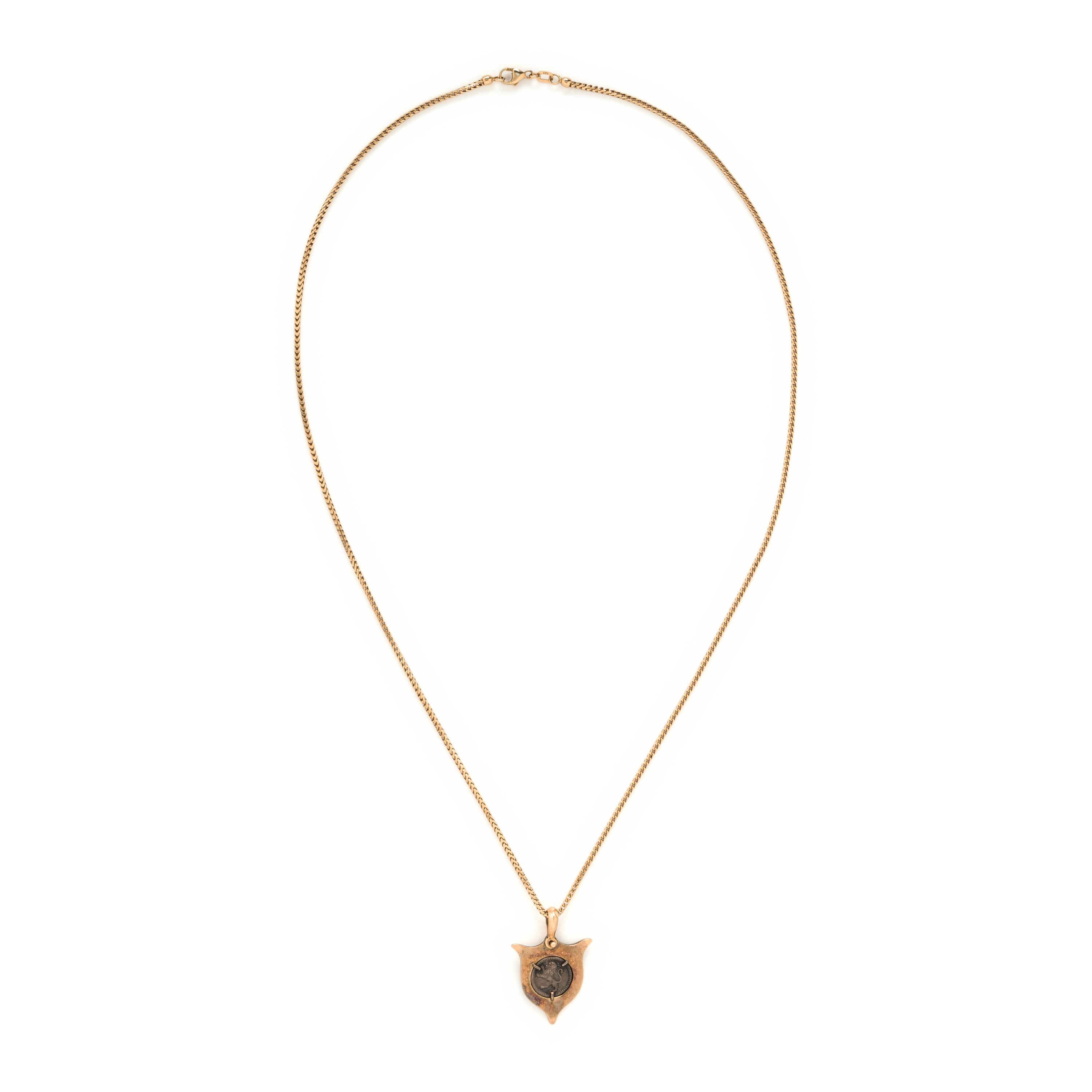 Silver Coin and Yellow Gold Necklace and Earring