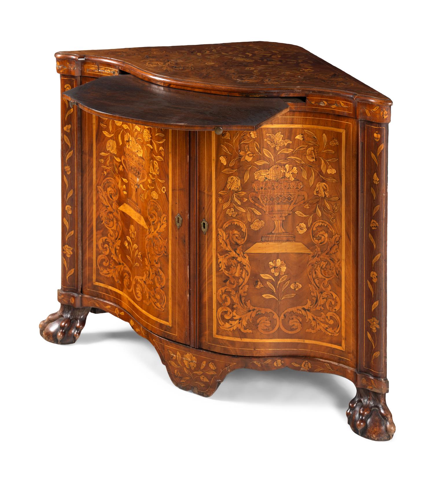 A Dutch Marquetry Corner Cabinet