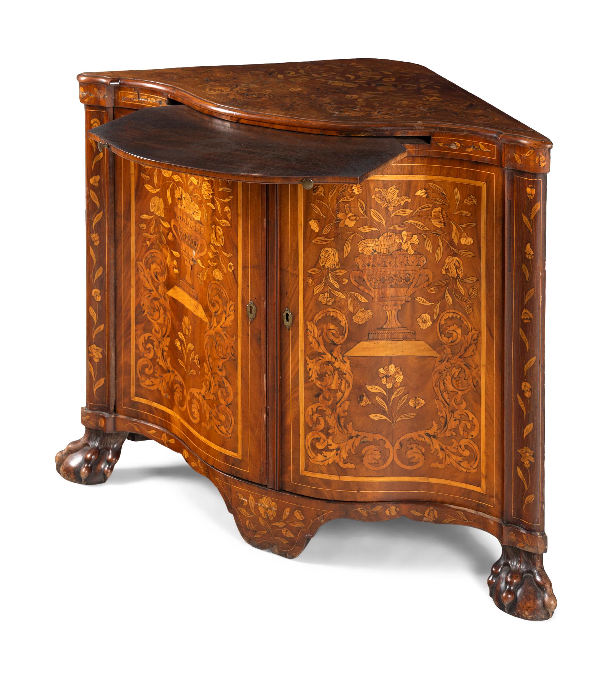 A Dutch Marquetry Corner Cabinet