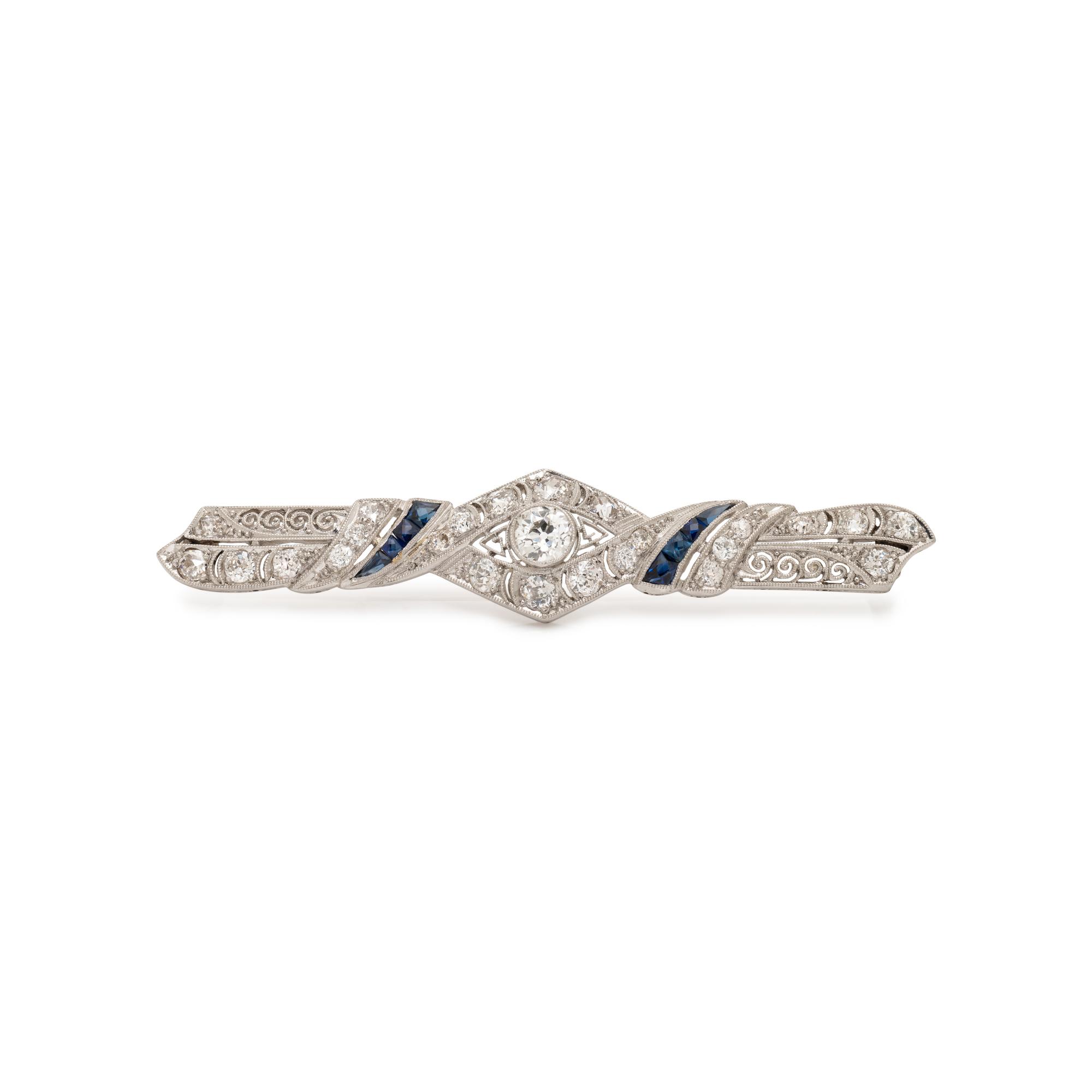 ART DECO, DIAMOND AND SAPPHIRE BAR BROOCH