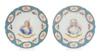 A Pair of Sevres Style Porcelain Plates Diameter 9 1/4 inches. — LATE 19TH/EARLY 20TH CENTURY