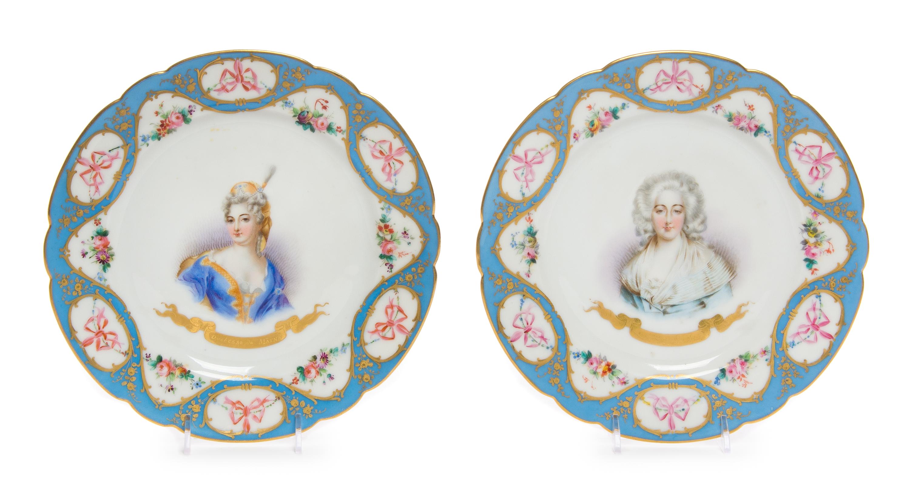 A Pair of Sevres Style Porcelain Plates Diameter 9 1/4 inches. — LATE 19TH/EARLY 20TH CENTURY