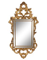 A Pair of Italian Baroque Style Giltwood Parclose Mirrors