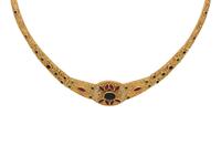 YELLOW GOLD, MULTIGEM AND DIAMOND NECKLACE