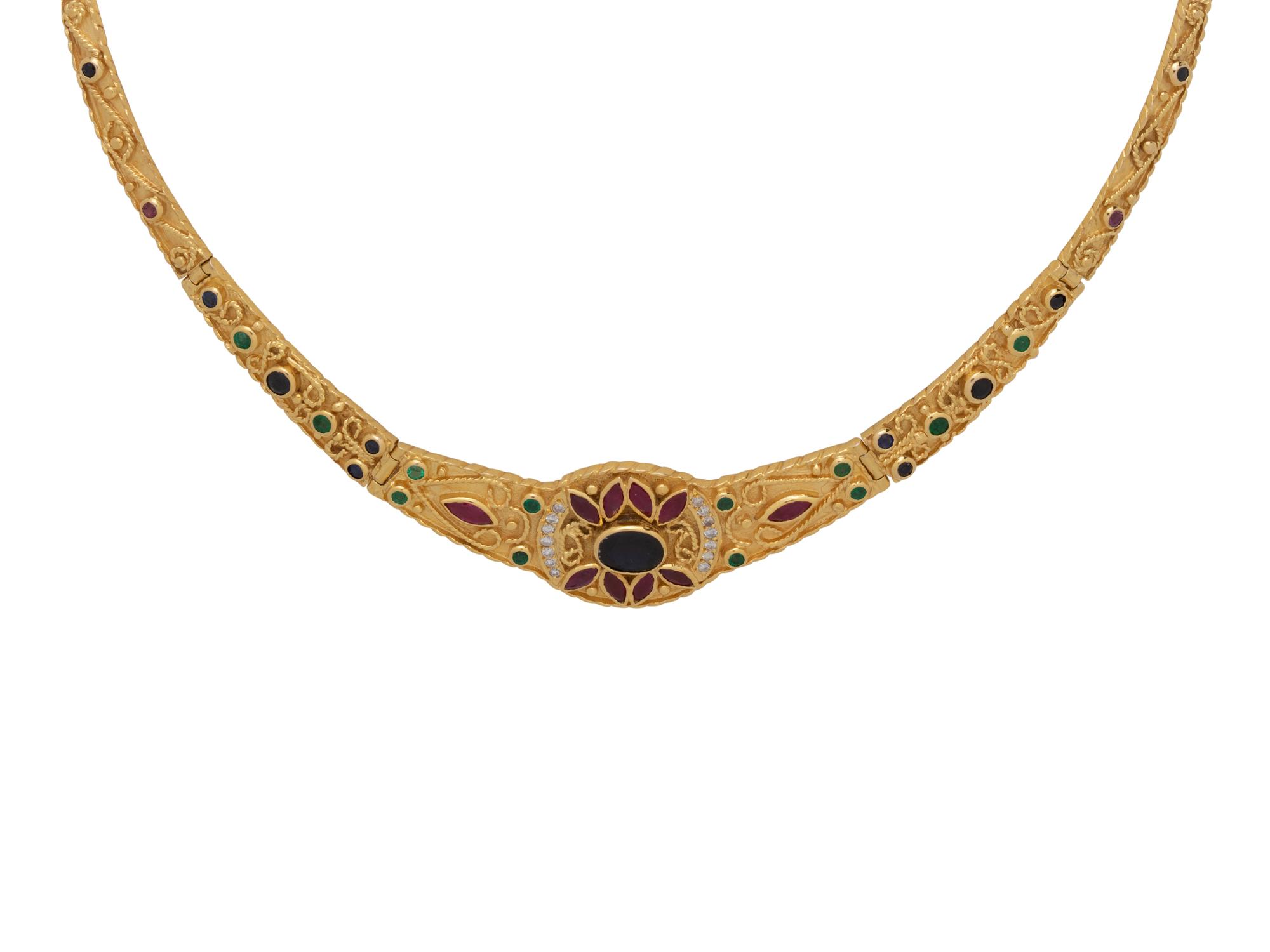 YELLOW GOLD, MULTIGEM AND DIAMOND NECKLACE