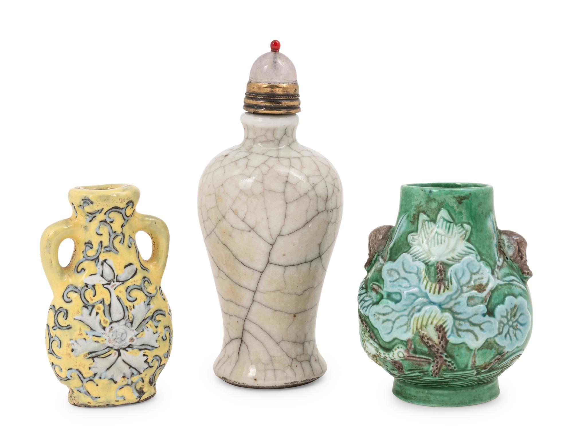 Three Chinese Porcelain Miniature Bottles