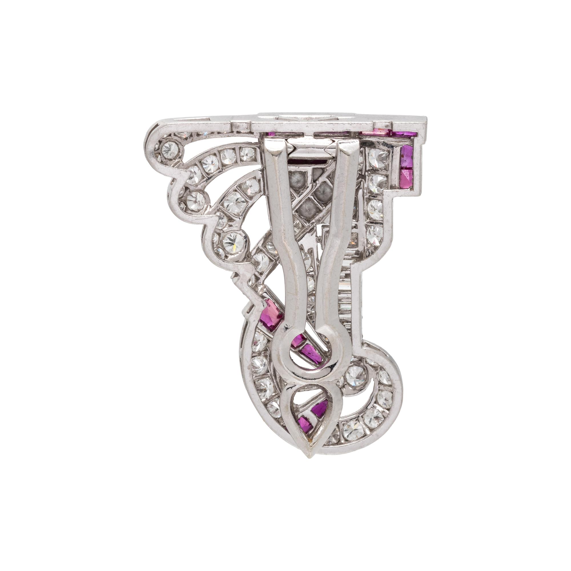 ART DECO, DIAMOND AND RUBY DRESS CLIP