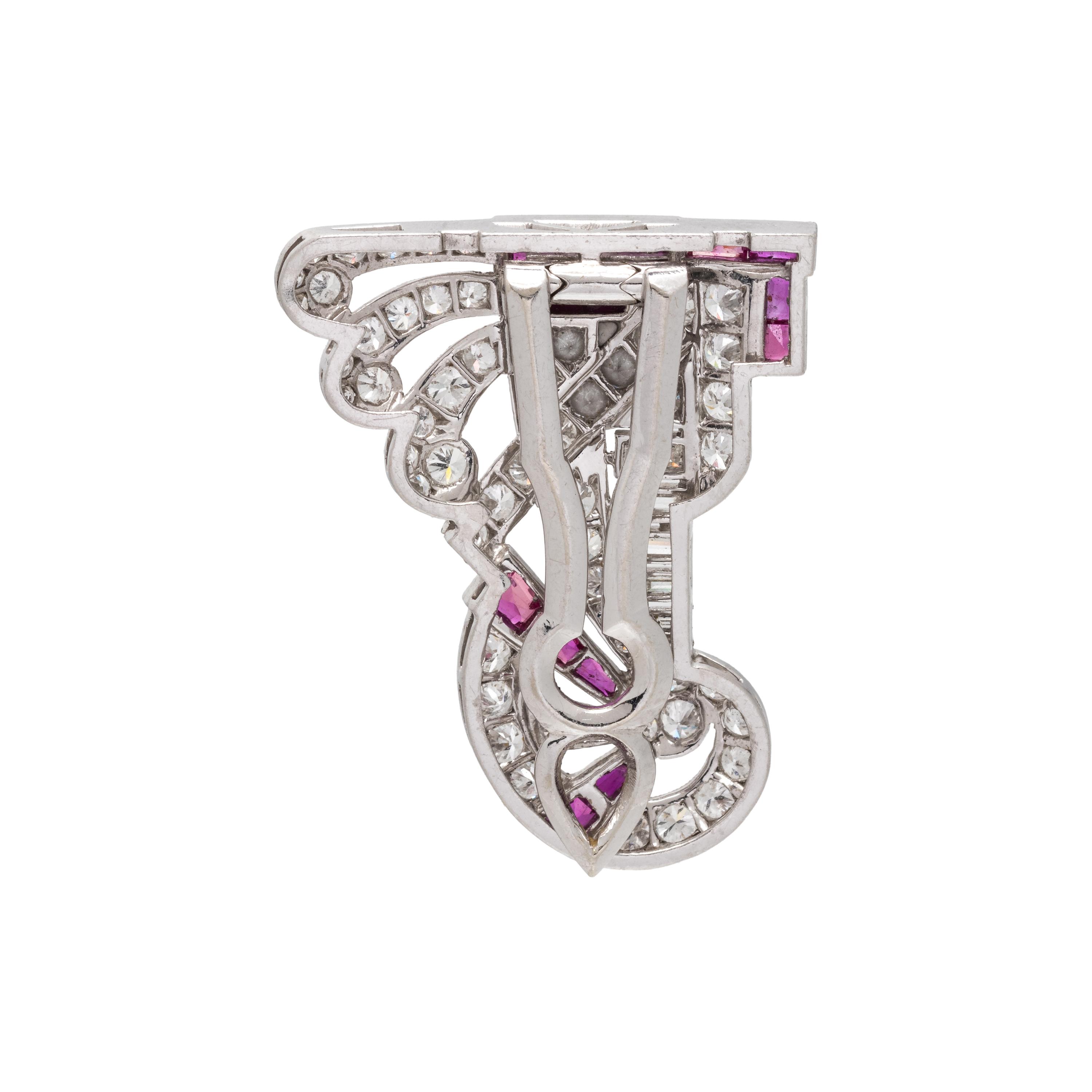 ART DECO, DIAMOND AND RUBY DRESS CLIP