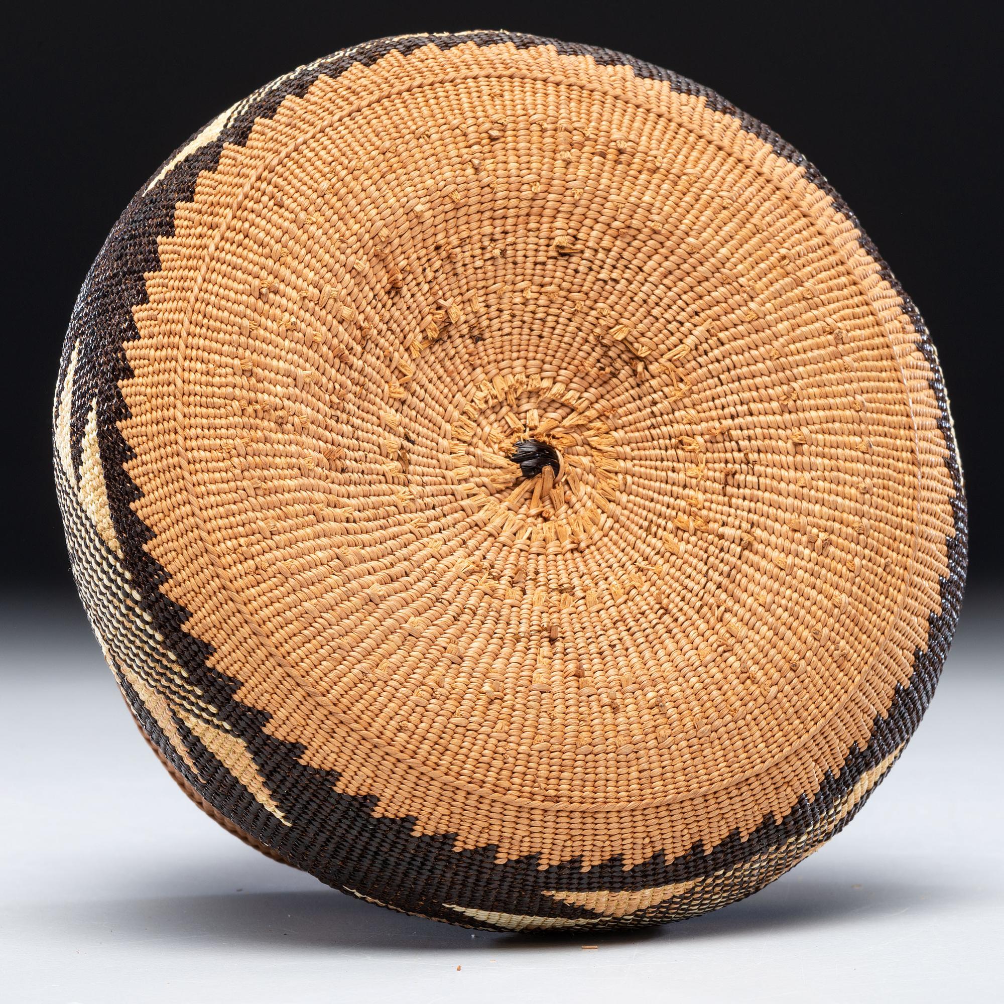 Elizabeth Hickox (Wiyot, 1872-1947) Attributed, Polychrome Lidded Basket