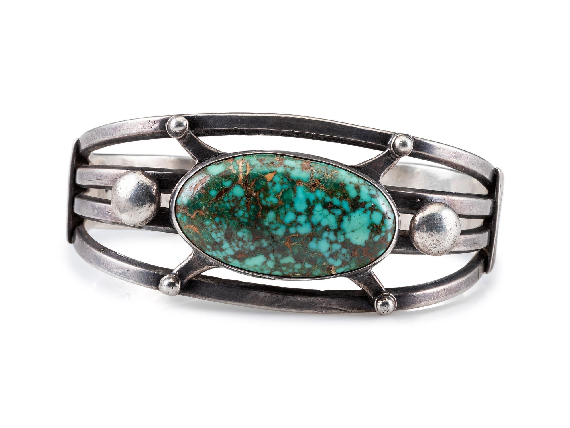 Navajo Silver and Turquoise Cuff Bracelet