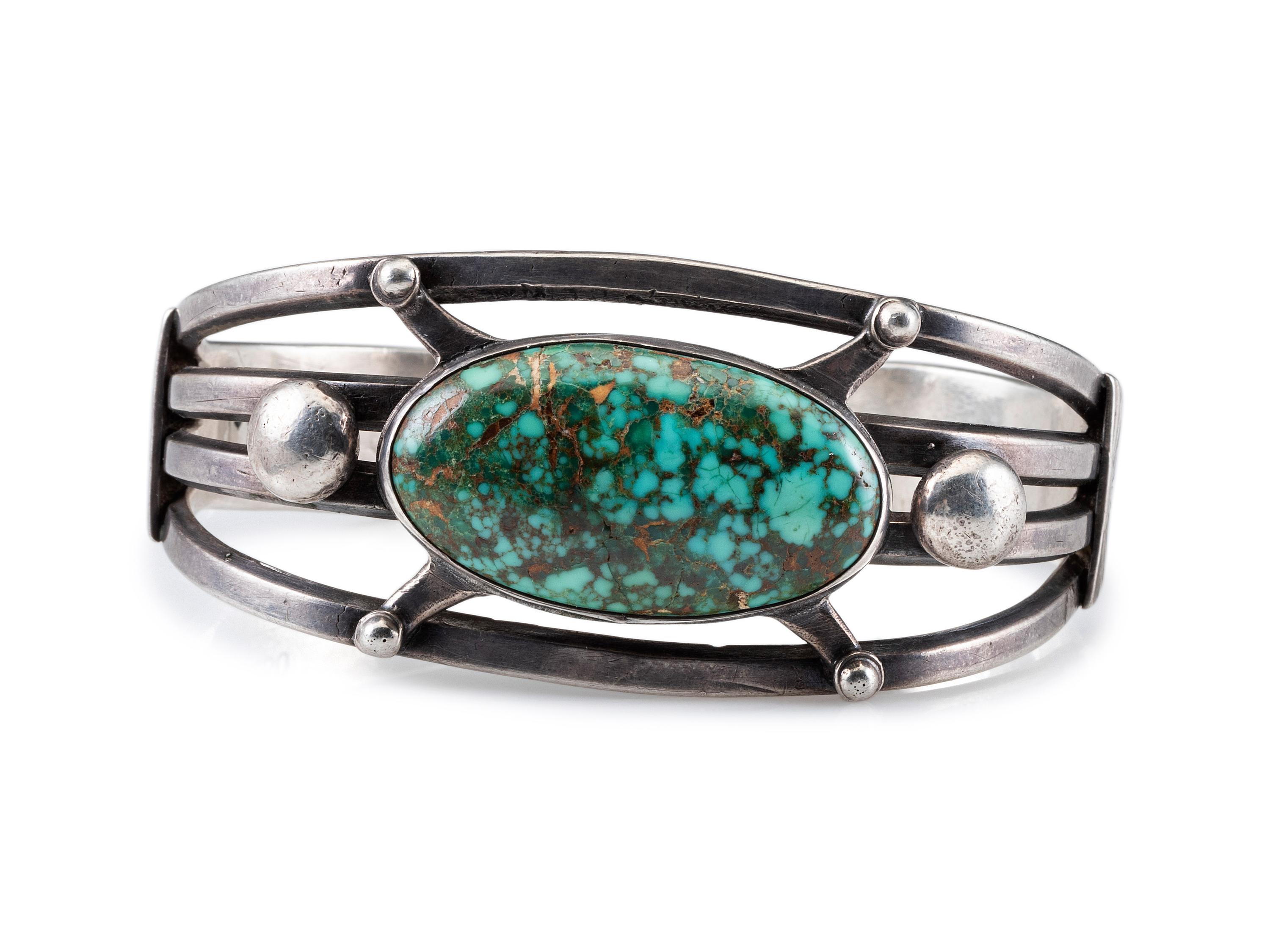 Navajo Silver and Turquoise Cuff Bracelet