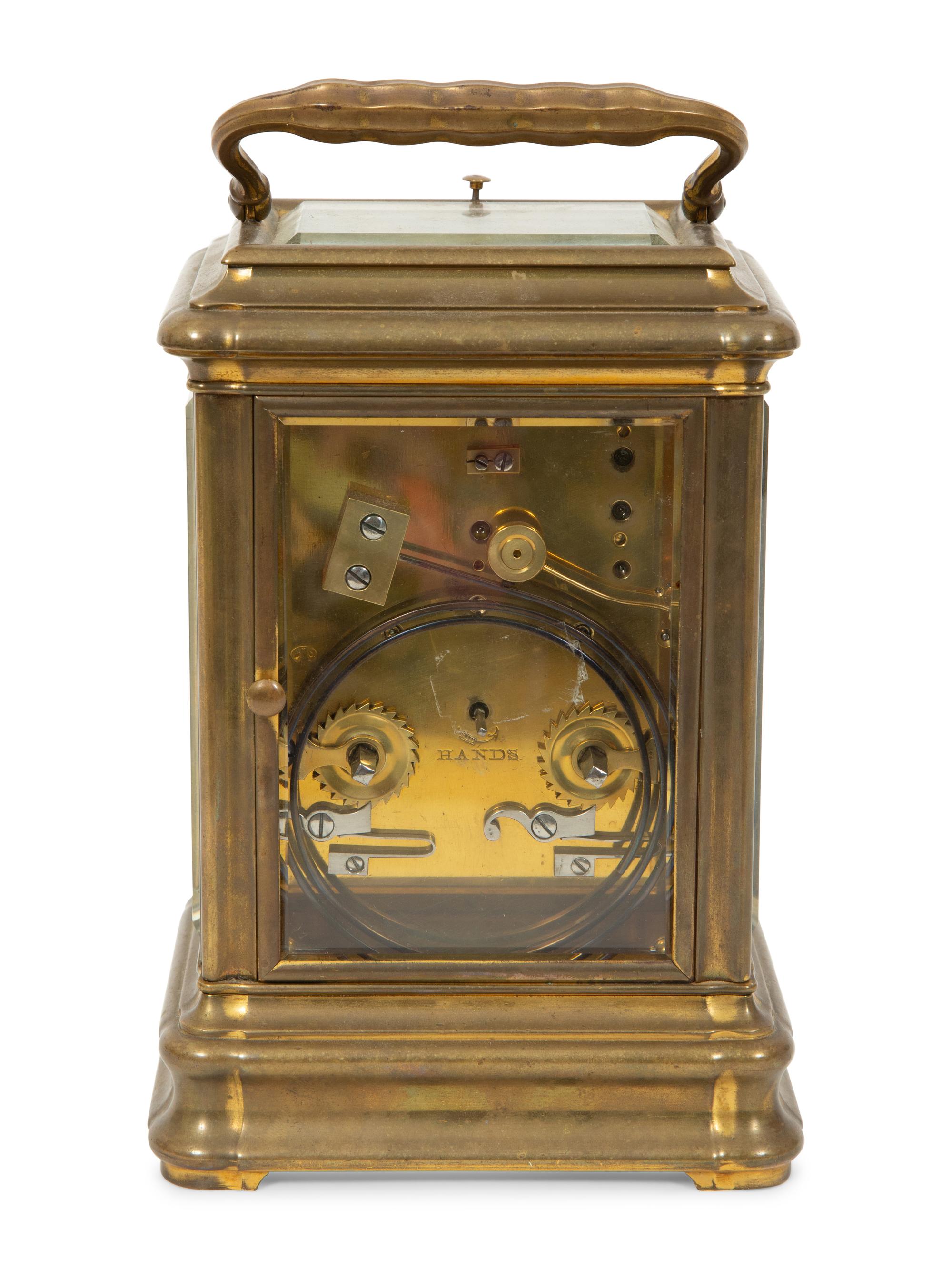 A Rare 'Giant' Gorge-Cased Brass Carriage Clock