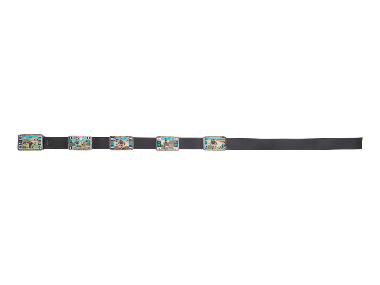 Silver and Mosaic Inlay Katsina Concha Belt