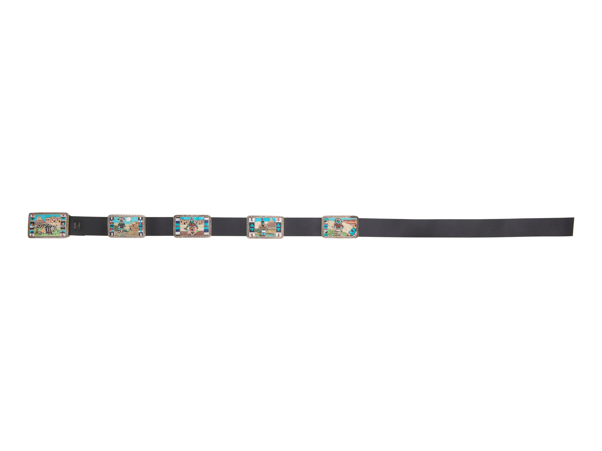 Silver and Mosaic Inlay Katsina Concha Belt