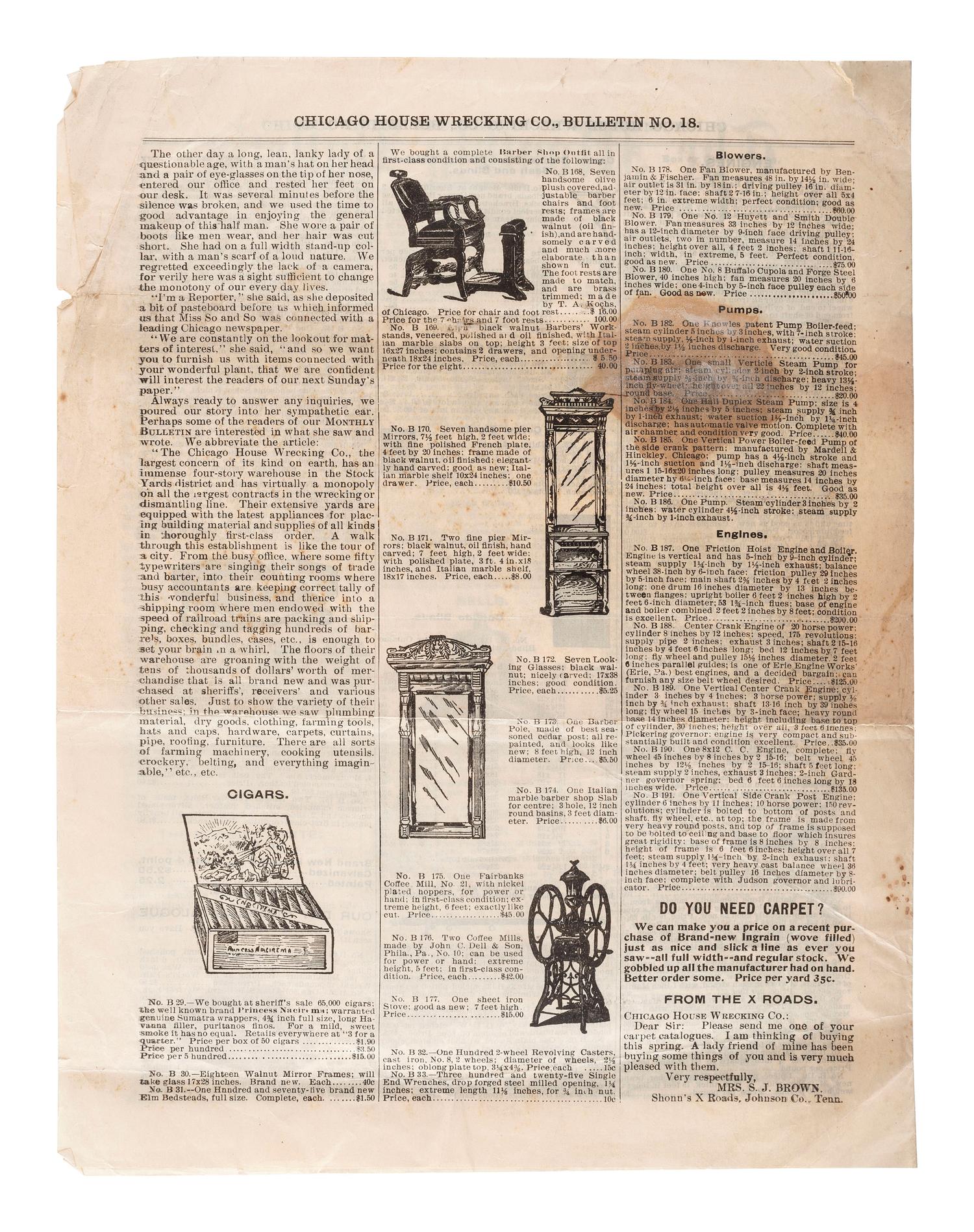 [WORLD'S FAIR]. Ephemera related to the World's Columbian Exposition highlighted by a Bird's-Eye View of the World's Columbian Exposition, Chicago, 1893 , featuring the world's first Ferris Wheel.