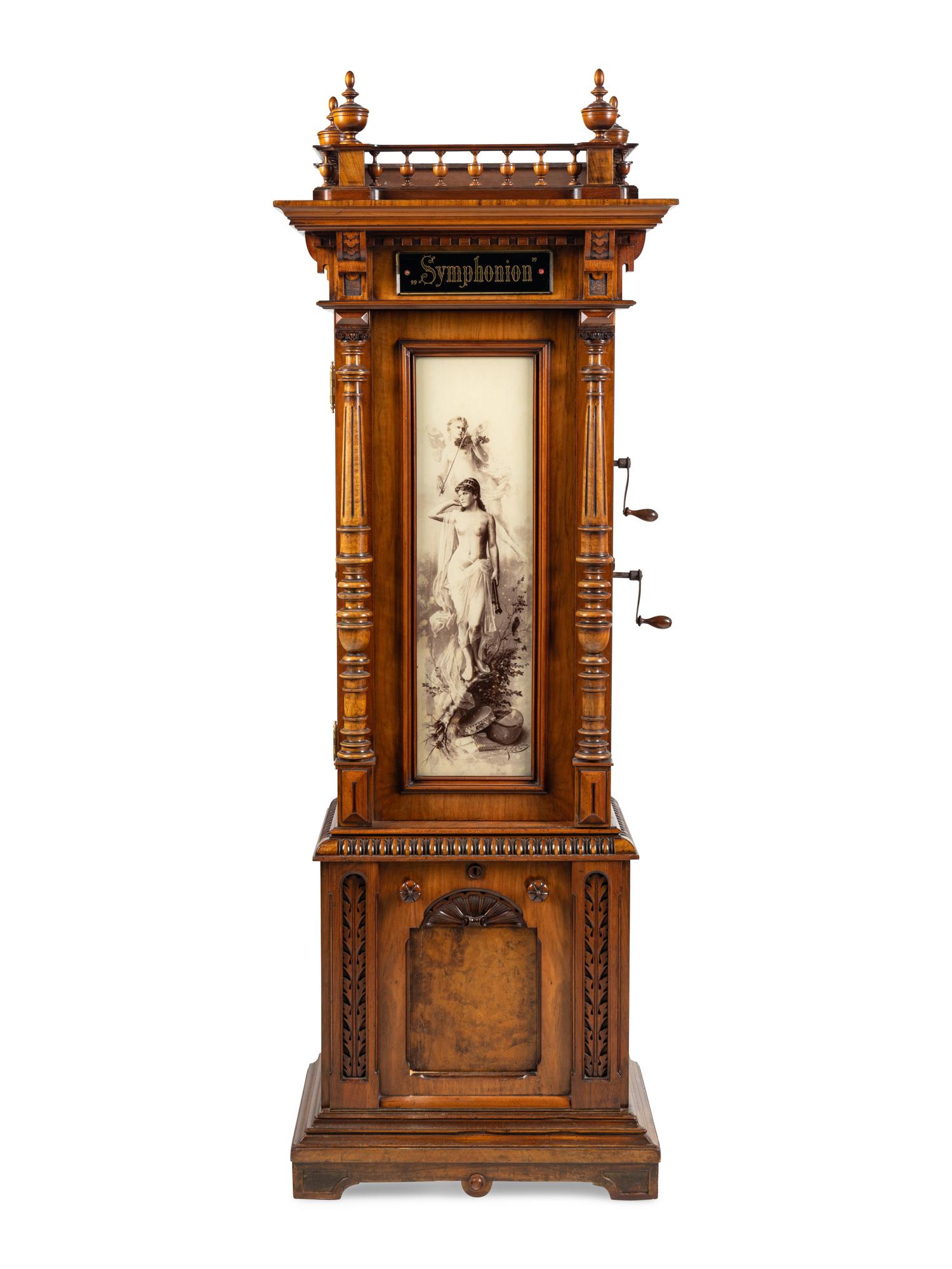A Symphonion 13 5/8-Inch Eroica Triple Disk Upright Music Box
