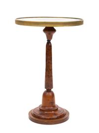 A Verre Eglomisé and Burl Walnut Pedestal Side Table