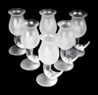 A Set of Six Frank Gehry for Swid Powell Frosted and Colorless Glass Goblets — LATE 20TH CENTURY