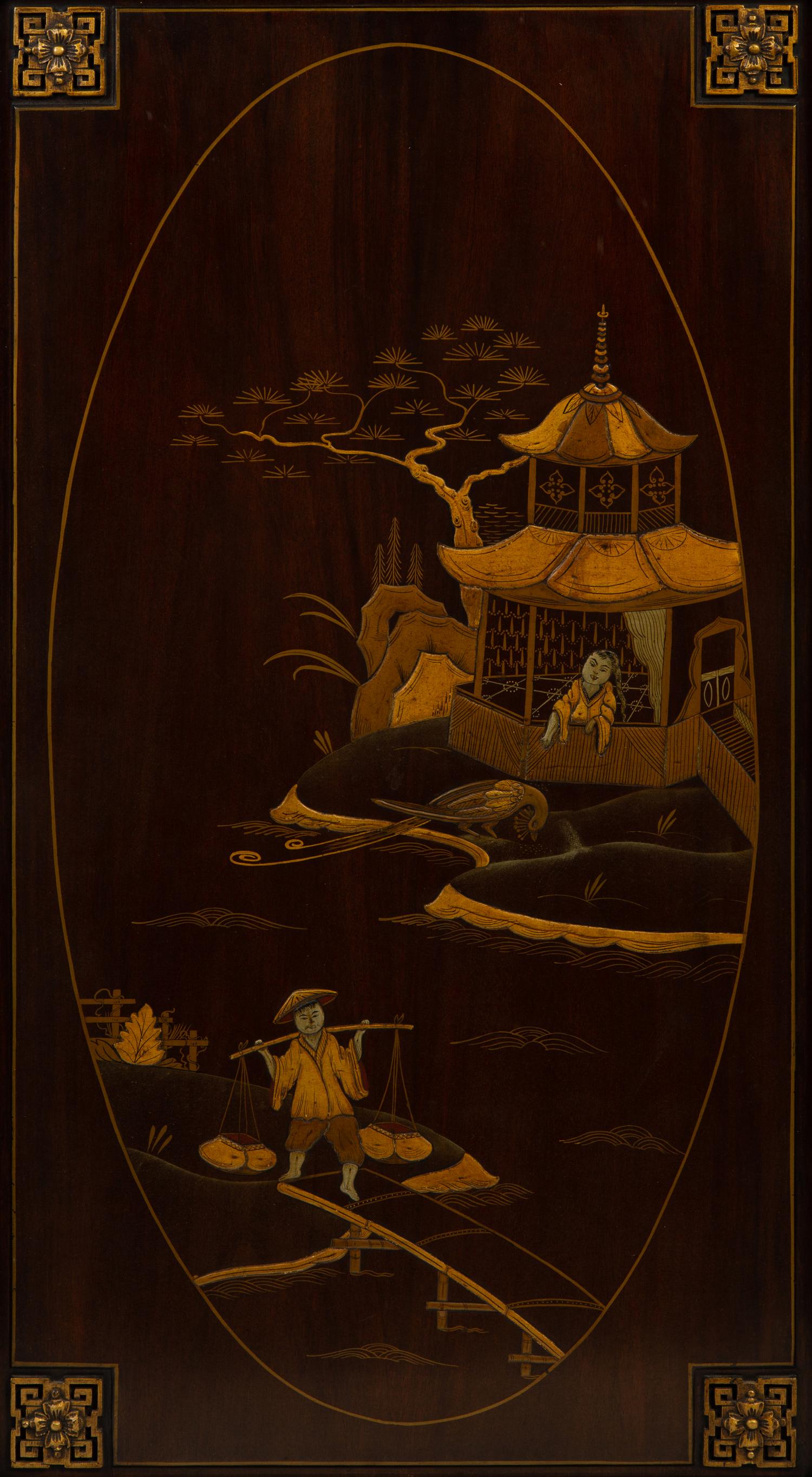 A Set of Six Chinoiserie Lacquered Panels — 19TH/20TH CENTURY