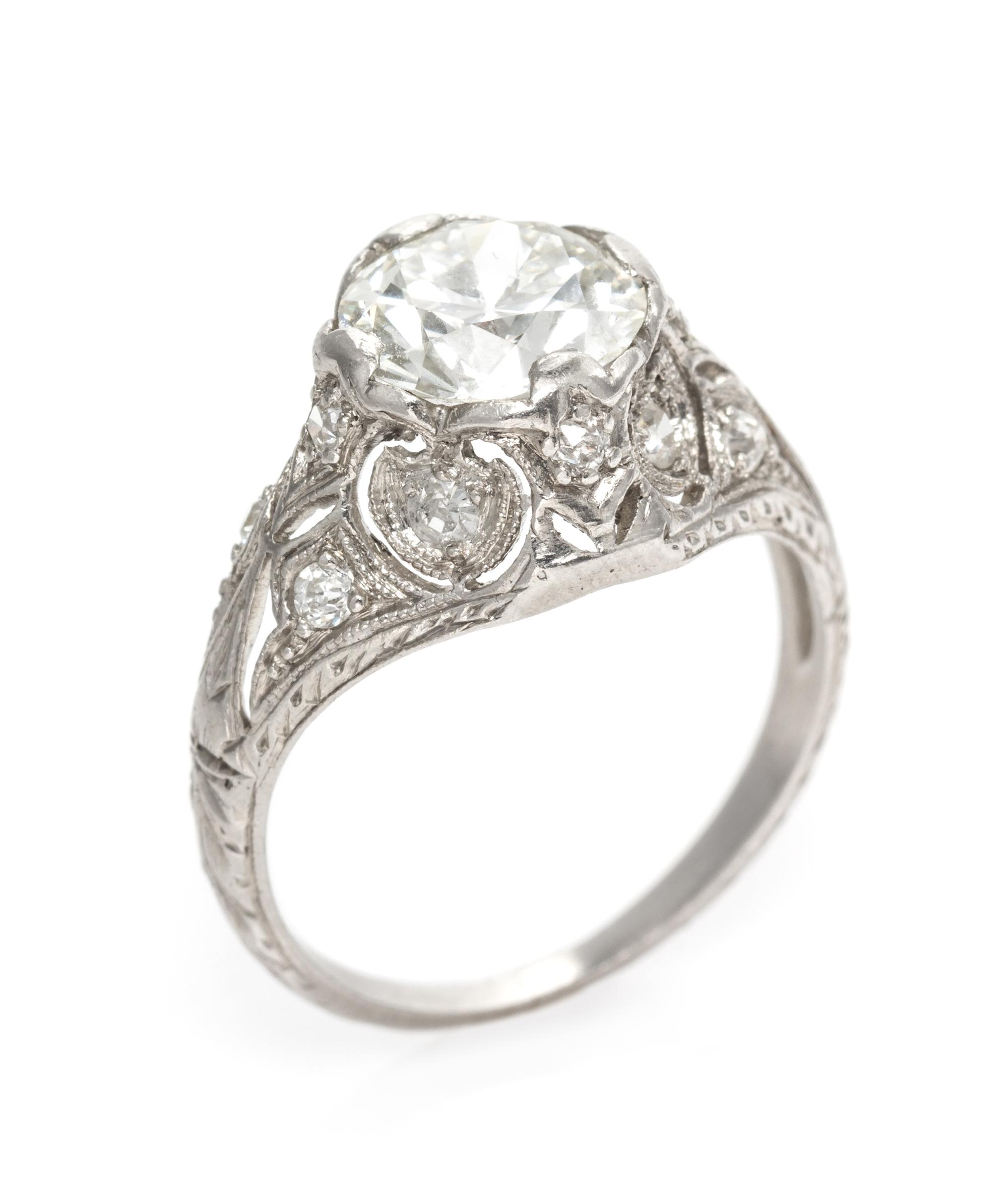 An Art Deco Platinum and Diamond Ring, 2.80 dwts.