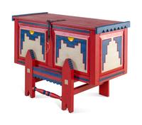 An American Southwest Painted Linen Chest on Stand