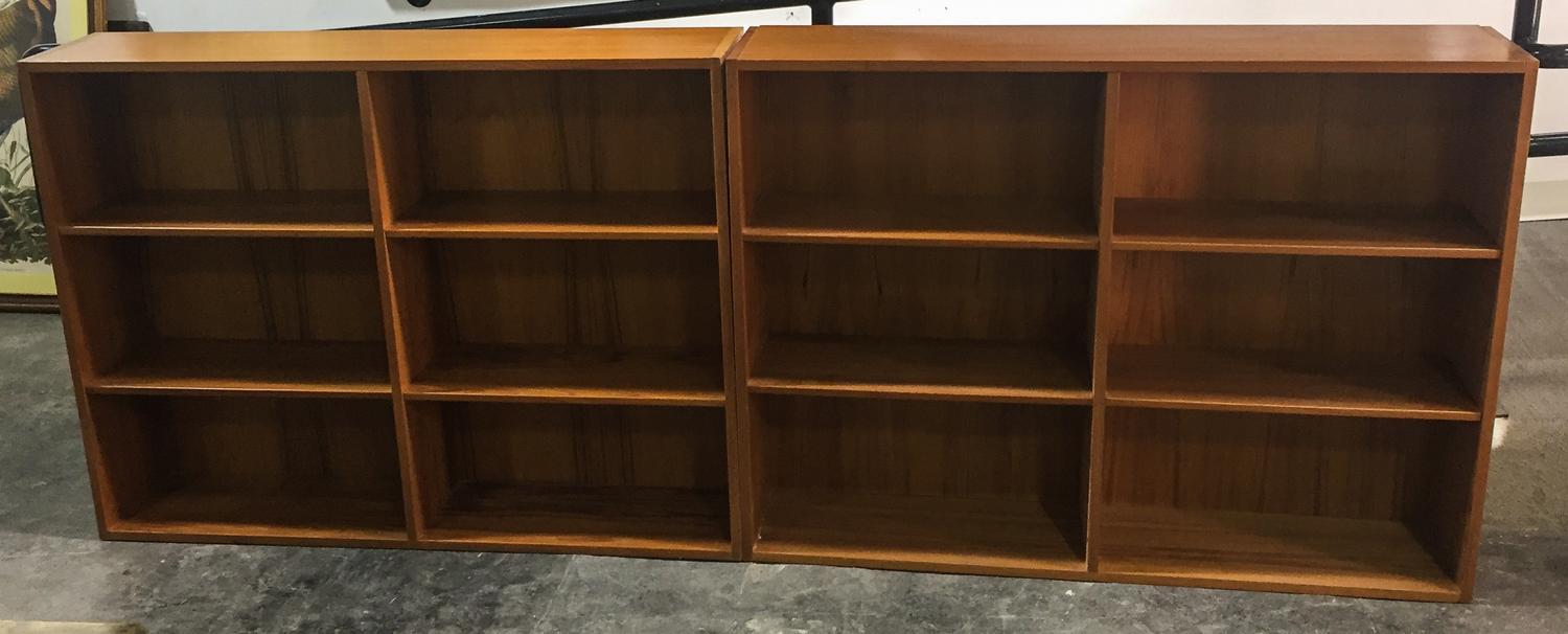 Two Modern Bookcases. Height 50 1/2 x width 38 x depth 10 3/4 inches (of tallest).