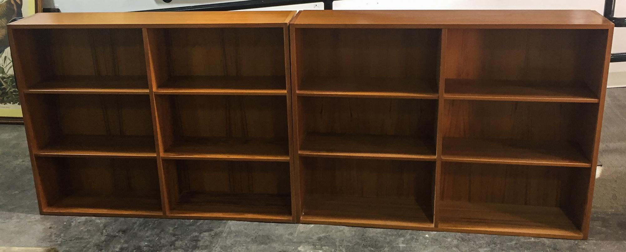 Two Modern Bookcases. Height 50 1/2 x width 38 x depth 10 3/4 inches (of tallest).