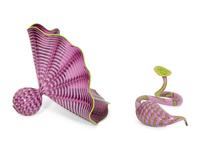 Two-Piece Persian Glass Set in Amethyst with Green Lip