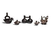 Five Chimu Blackware Bird-Form Vessels