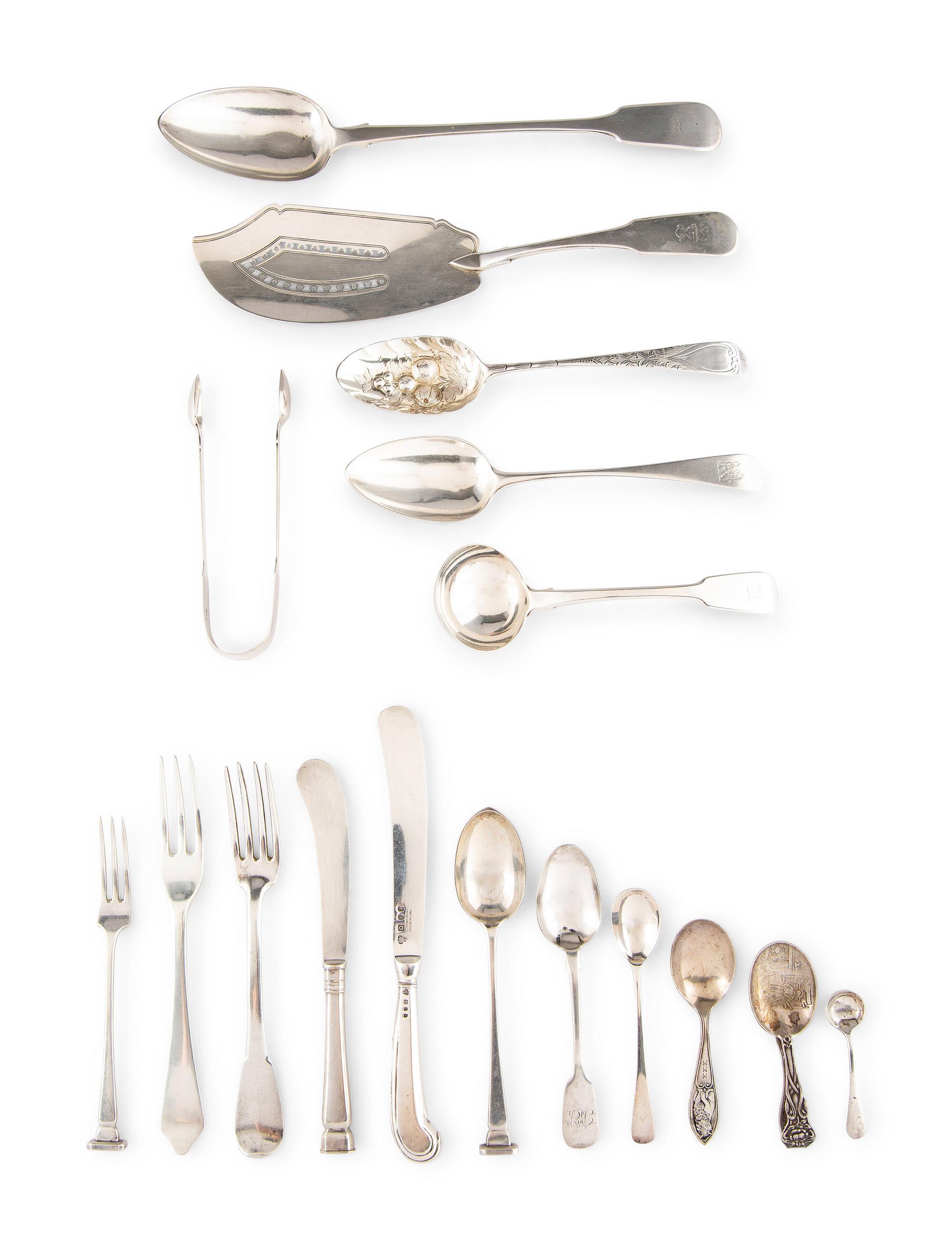 A Group of English Silver Tableware
