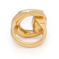 Gucci, 'Horsebit', White Chalcedony, Diamond, and Yellow Gold Ring