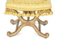 A Pair of Italian Gray-Painted and Parcel Gilt Stools
