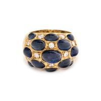 SAPPHIRE AND DIAMOND BOMBE RING