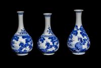 Three Chinese Blue and White Porcelain Vases