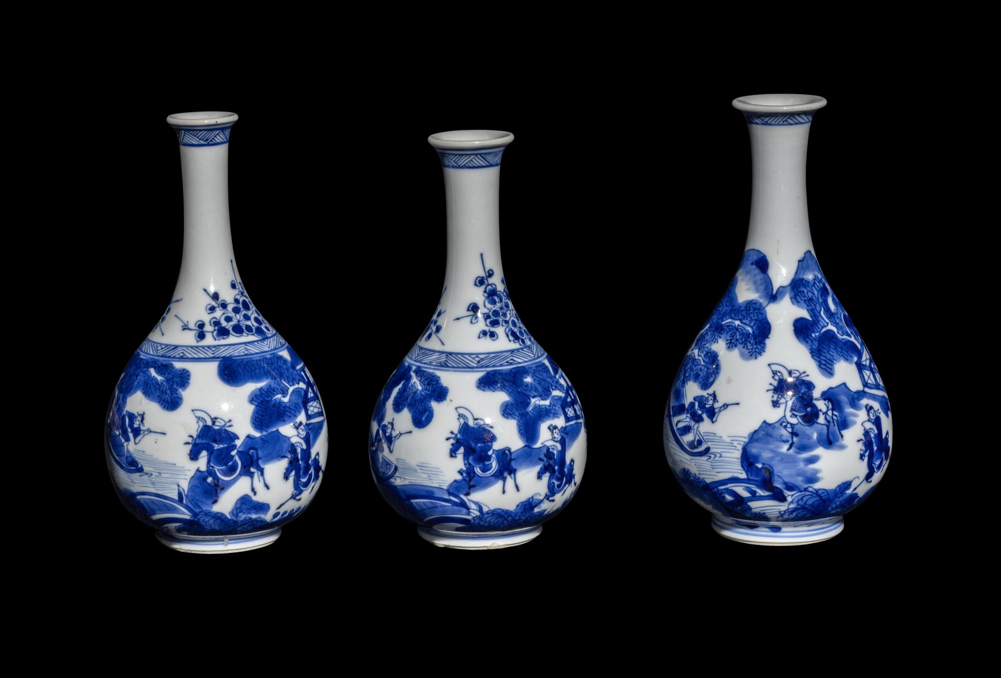 Three Chinese Blue and White Porcelain Vases