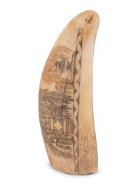 A Scrimshaw Tooth with Whaling Scene