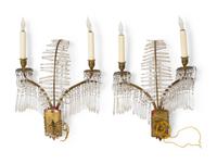 A Pair of Crystal Two-Light Sconces