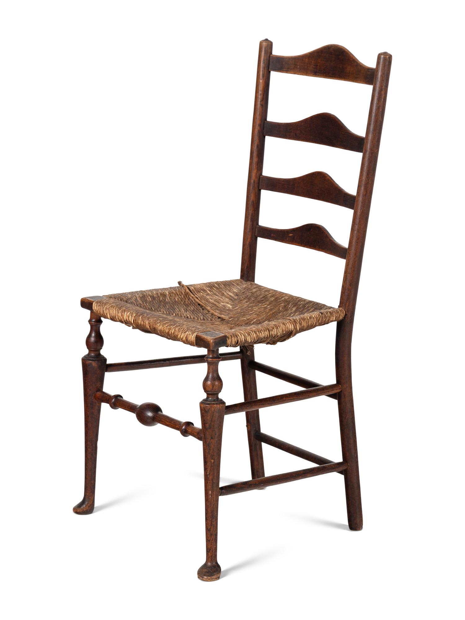 A Set of Six English Provincial Rush-Seat Dining Chairs