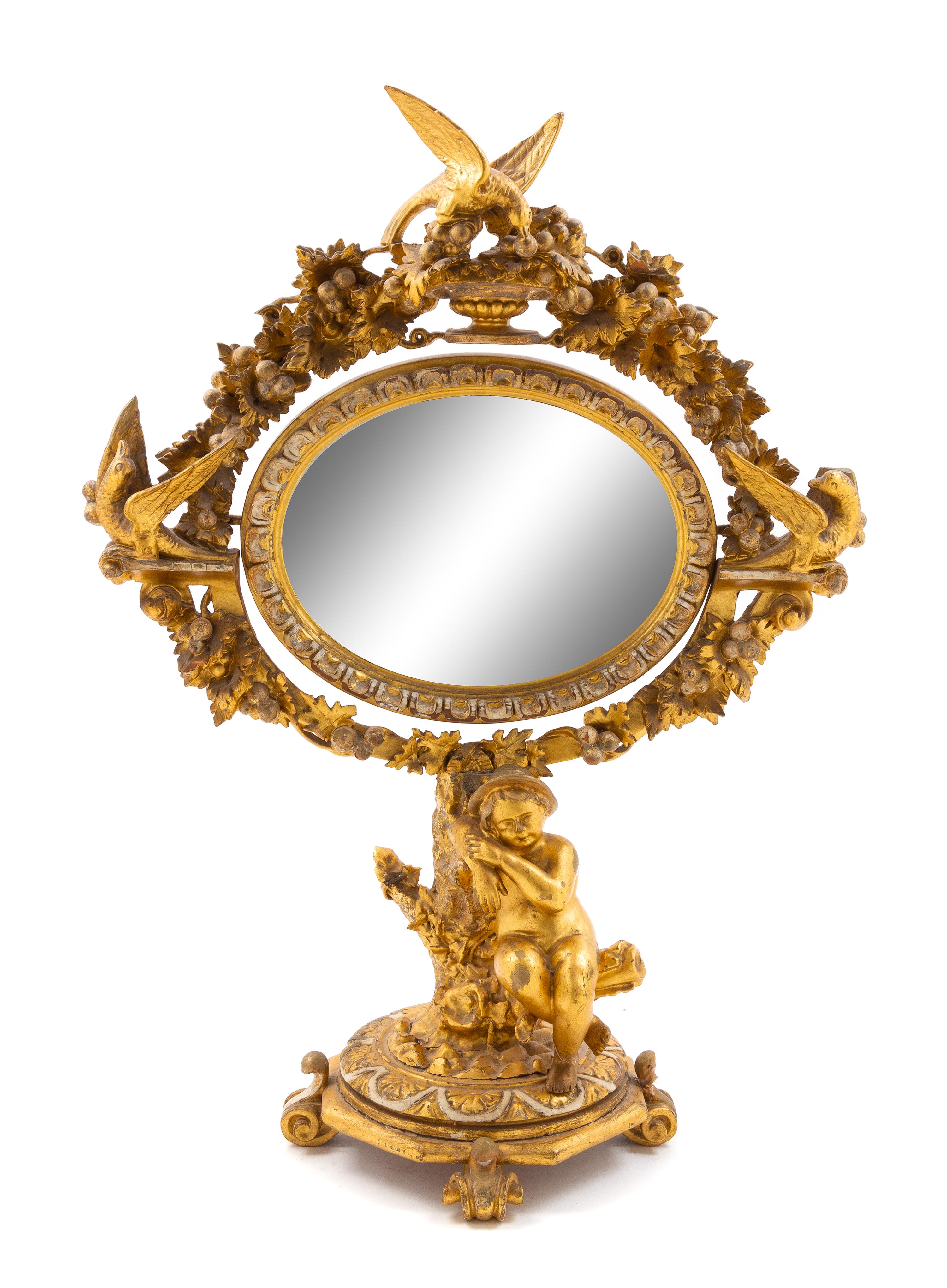 A Continental Giltwood Dressing Mirror Height 28 inches. — 19TH CENTURY