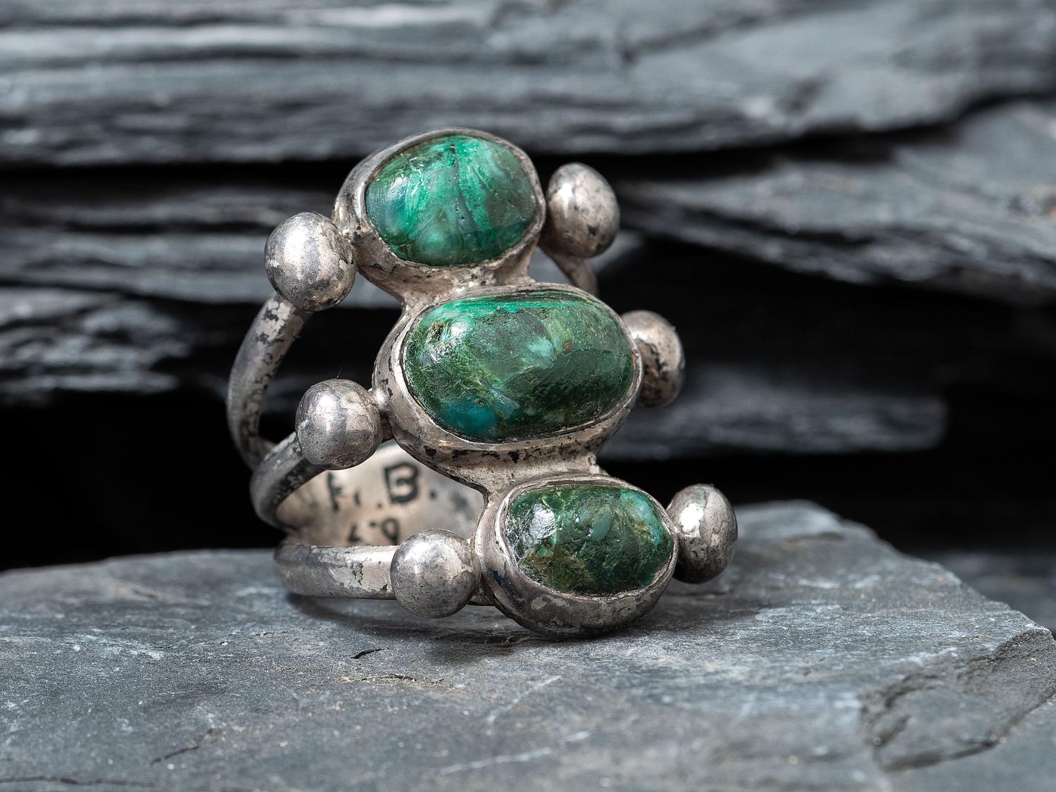 Early Navajo Ingot and Malachite Rings, Collected by Hoffman Birney (1891-1958)